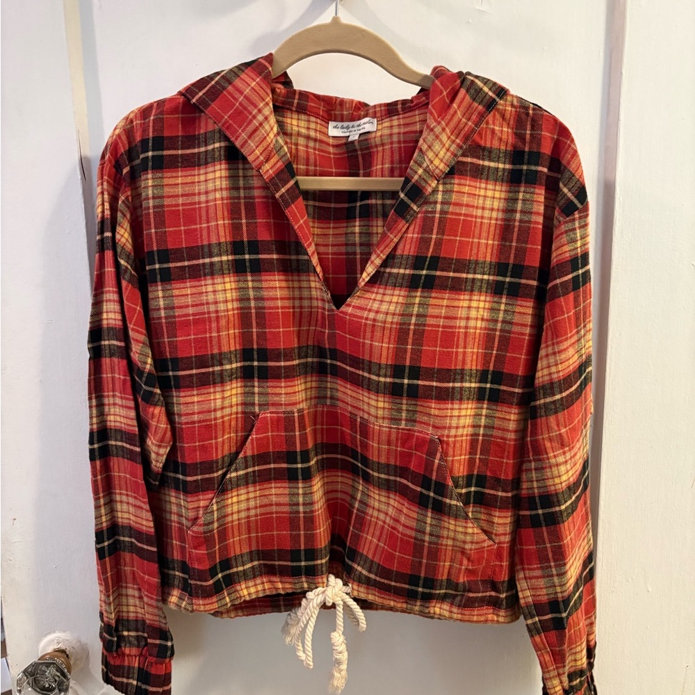 Lady and the Sailor Plaid Hooded Pullover Top